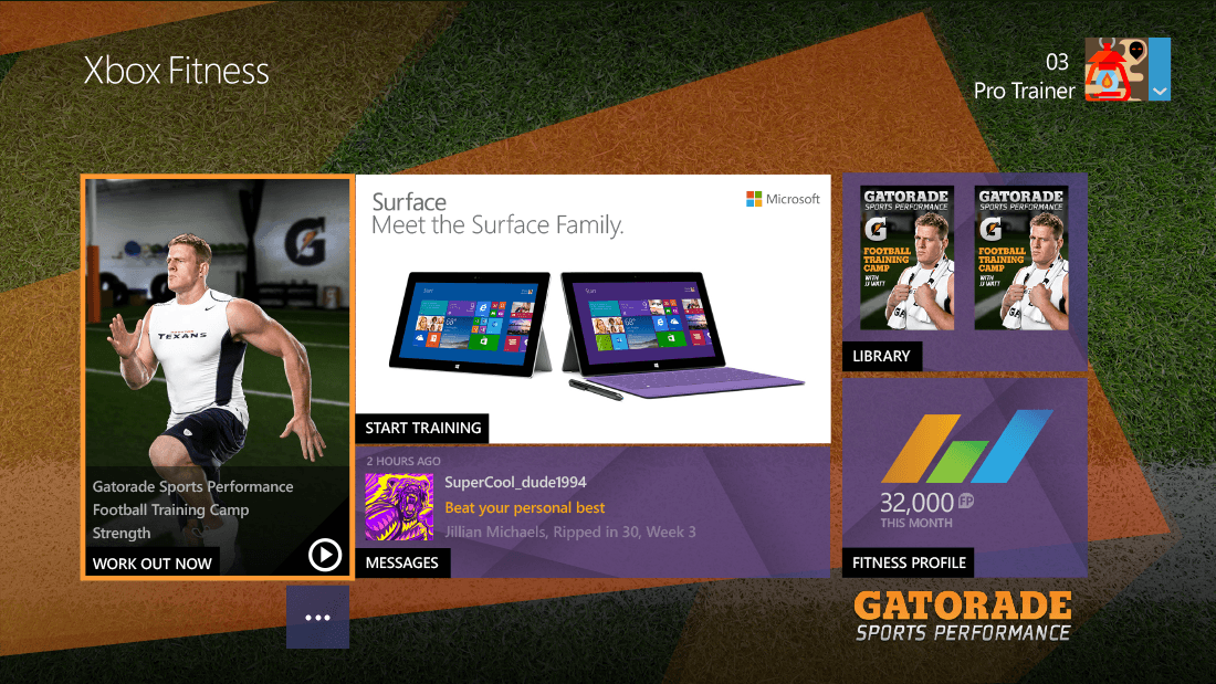 Xbox Fitness Gatorade JJ Watt Landing Dash