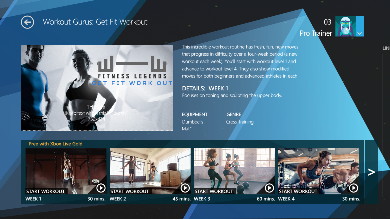 Xbox Fitness Content Details Dash
