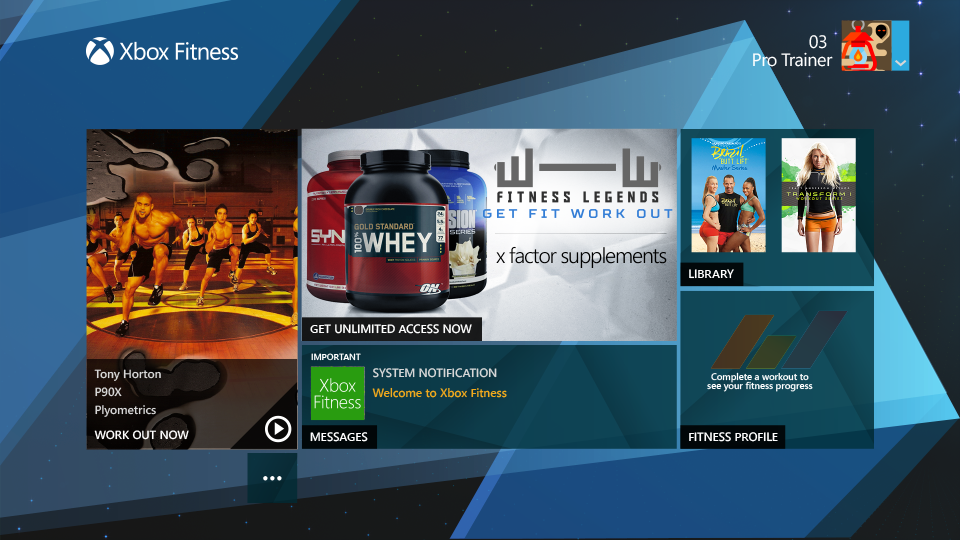 Xbox Fitness Dashboard