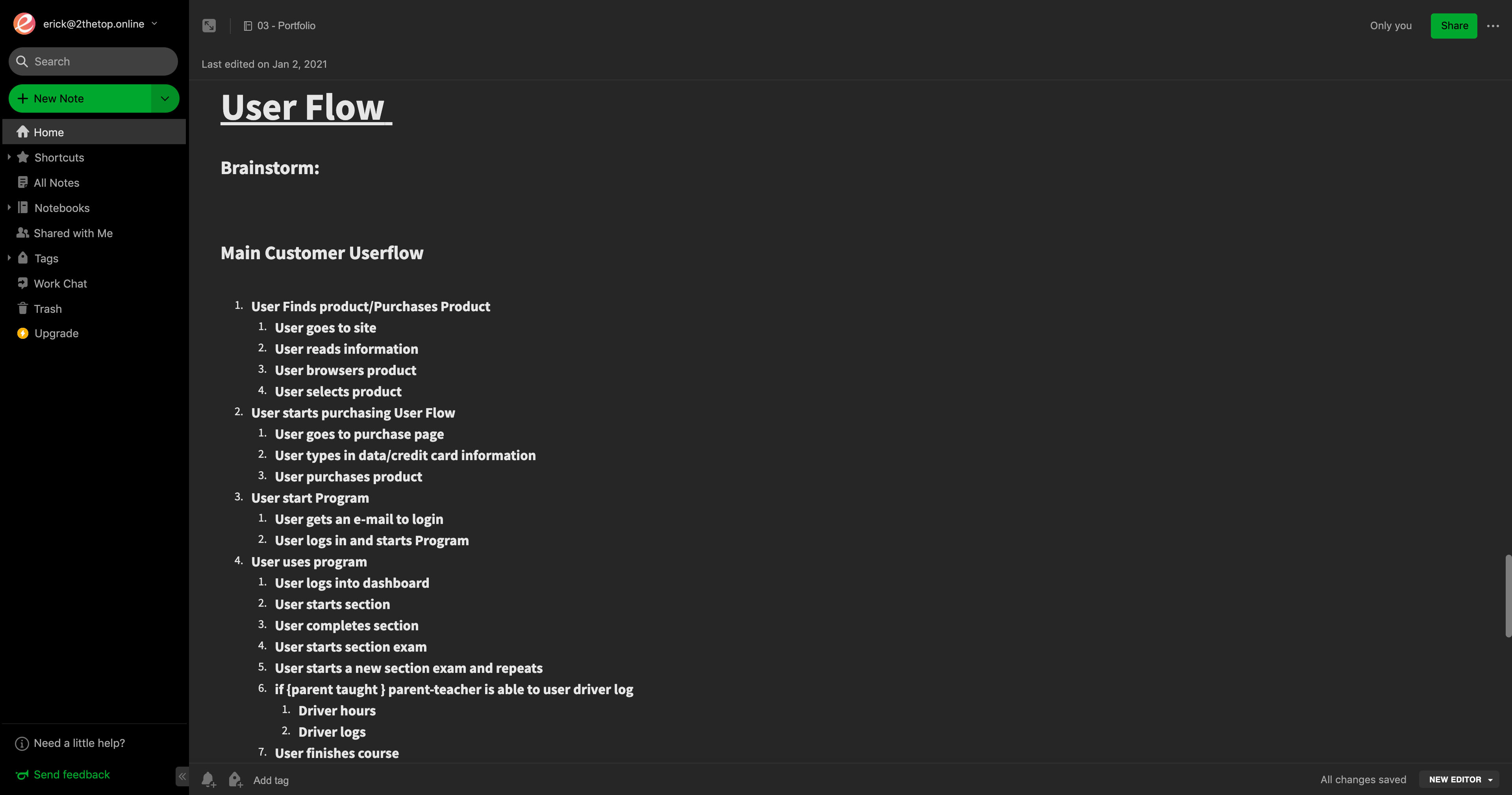 User flow screenshot